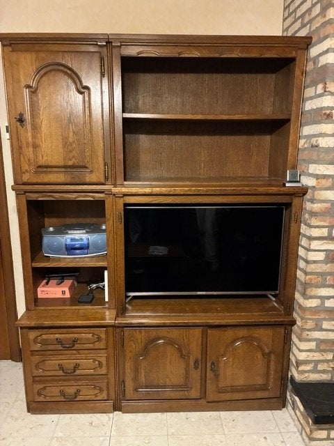 TV Kast massieve donkere eik, Ophalen, Gebruikt, 100 tot 150 cm, Klassiek