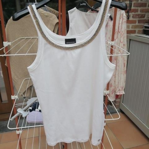 Topje nieuw wit strass Ermanno Scervino mt L, Kleding | Dames, Wit, Maat 42/44 (L), Nieuw, Ophalen of Verzenden