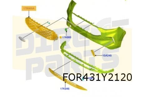 Ford Transit Custom (11/23-) voorbumpergrille boven (Carbon, -, -, Nieuw, Ford