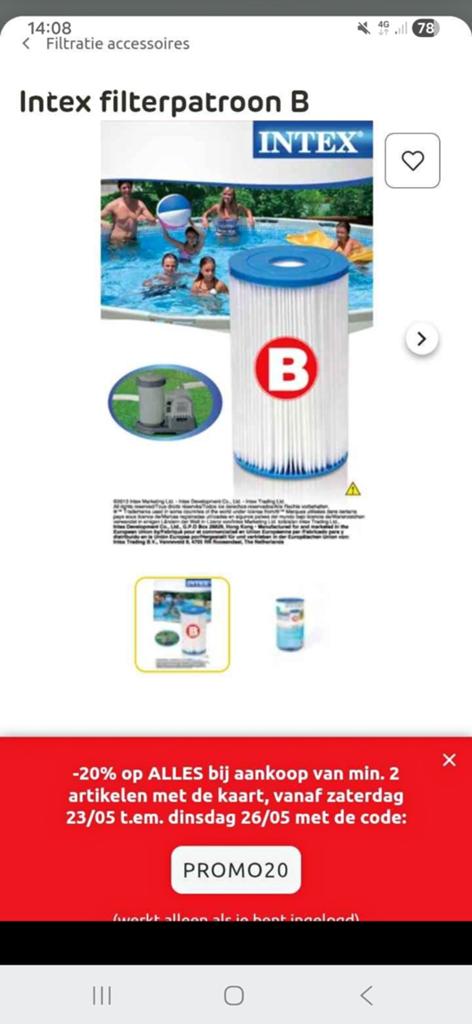 Filter intex zwembad, Ophalen, Minder dan 80 cm, Rond, Nieuw