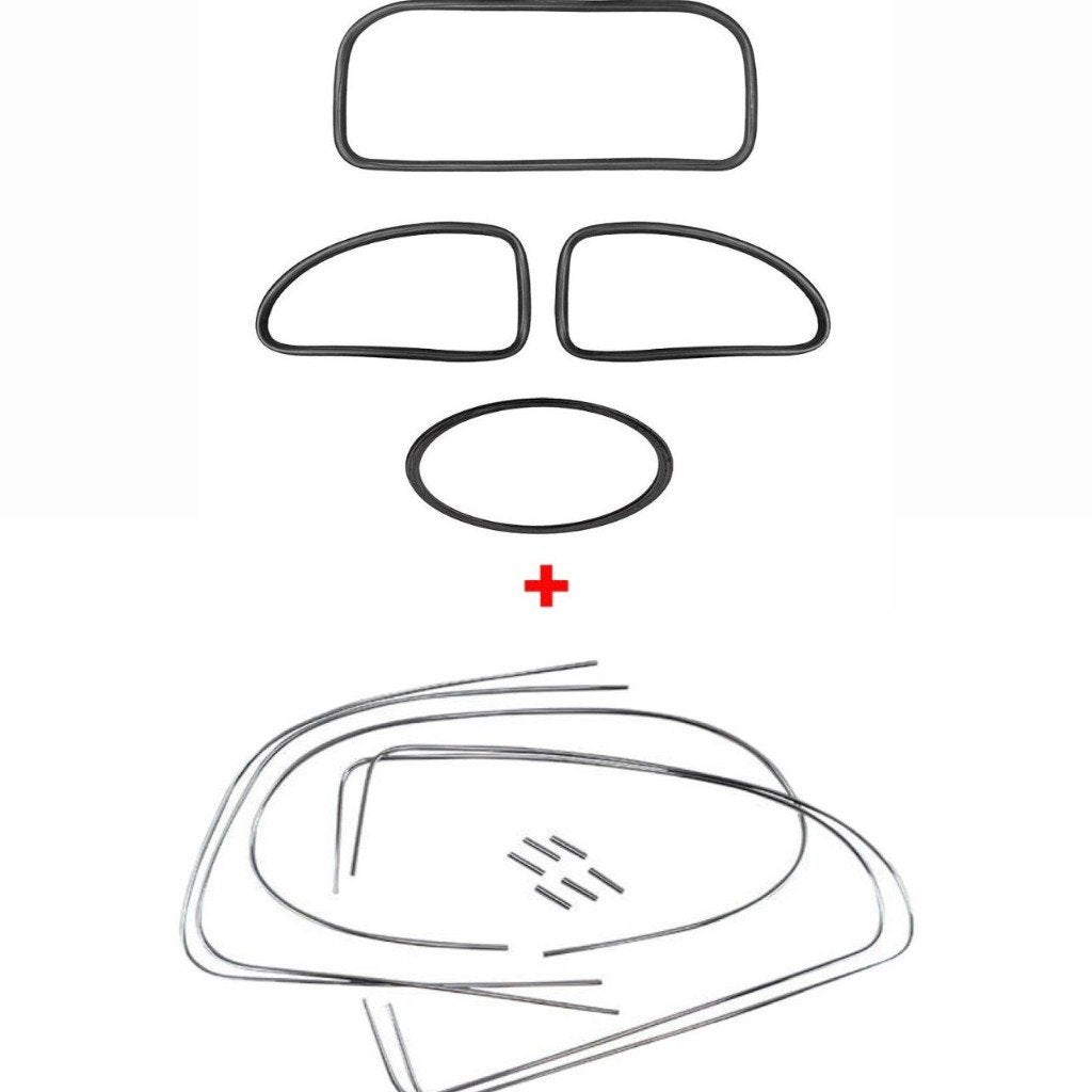 VW Kever achterruit rubberen kit luxe alum sierlijst 53-57, Ophalen of Verzenden, Nieuw