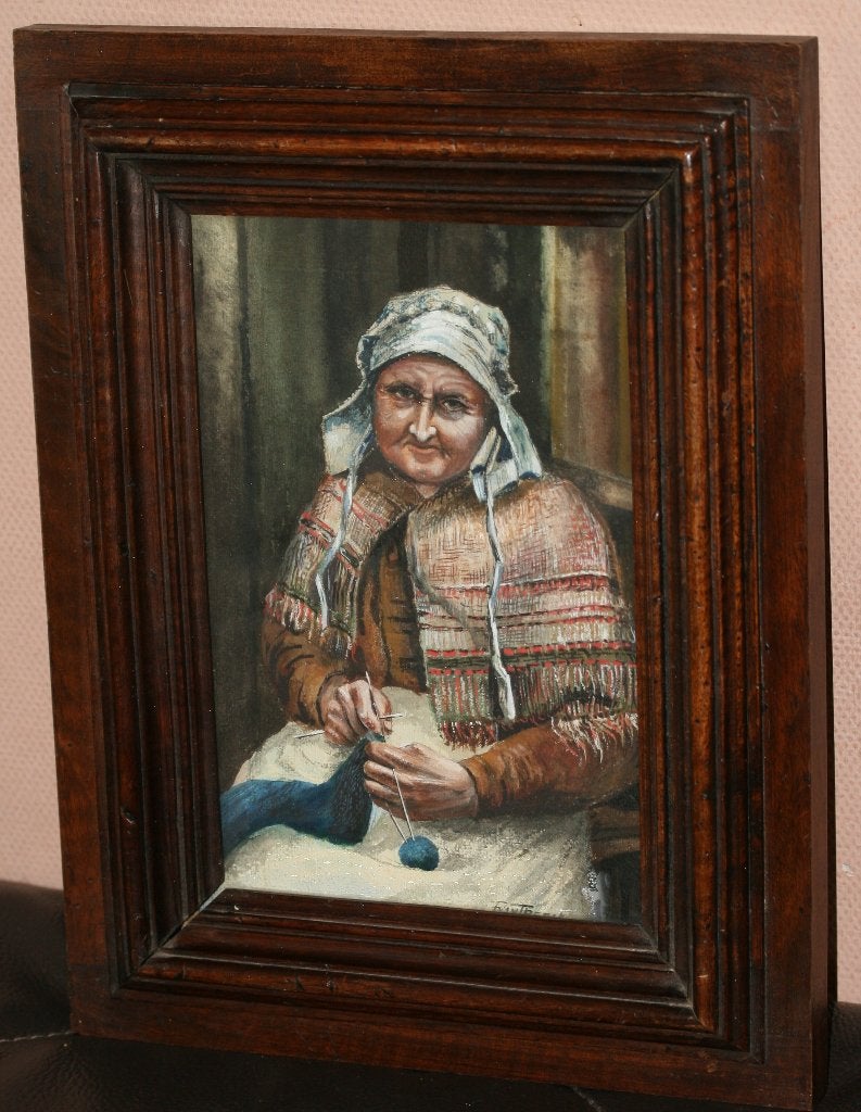 Schilderij olie op paneel Gesigneerd, Antiquités & Art, Art | Peinture | Classique, Enlèvement ou Envoi, Signé, Portrait ou Personnes