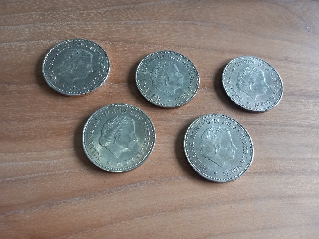 Vijf Zilveren Tientjes 1973 –Juliana- 25 gram (72% zilver), Postzegels en Munten, Munten | Nederland, Koningin Juliana, Zilver