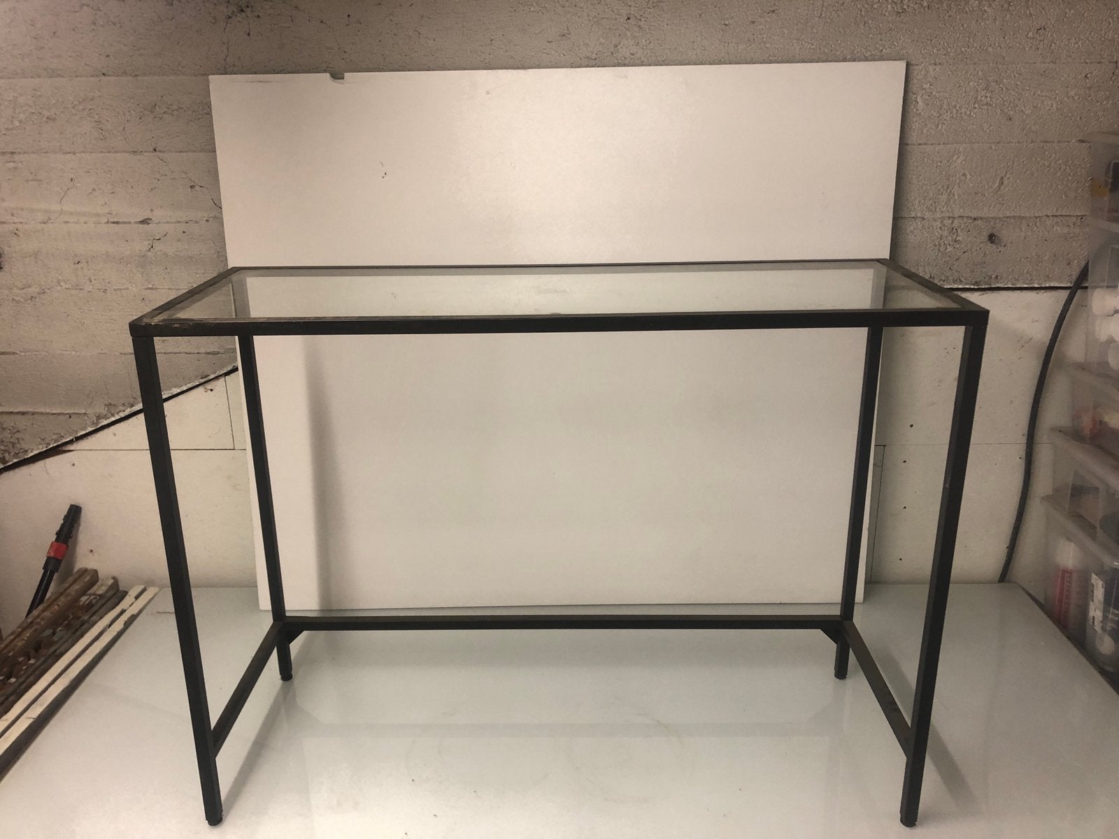 Console Bureau IKEA Verre et Metal Noir, Maison & Meubles, Enlèvement, Utilisé, Noir, Verre
