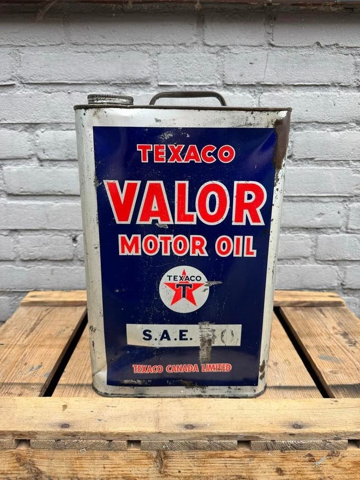Vintage Texaco Valor Motor Oil blik - Decoratief item
