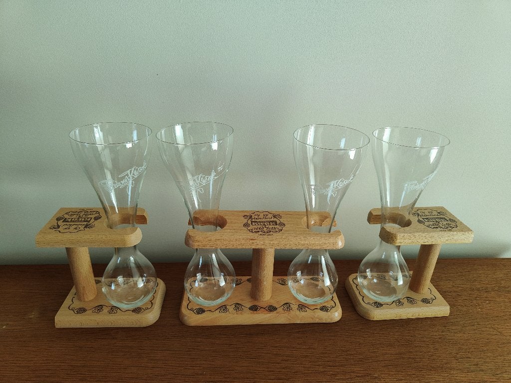 Lot de 4 verres à kwak avec supports en parfait état, Collections, Enlèvement, Comme neuf, Verre à bière