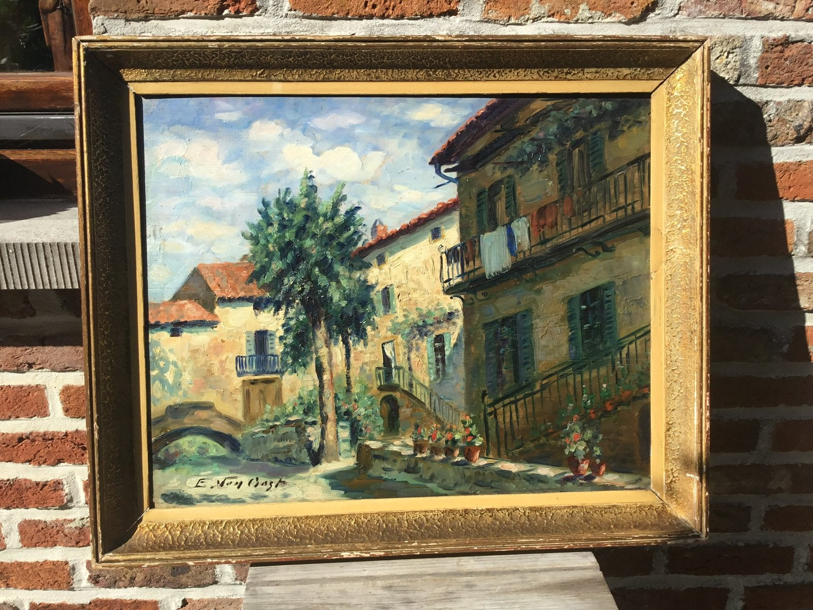 Huile/bois-get.:E. Van Oost-dimensions : 58x48 cm avec cadre, Enlèvement