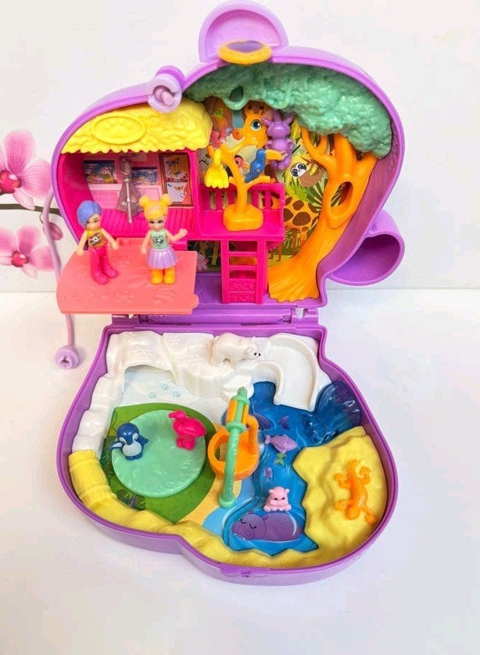 💜 Polly Pocket - Olifantenavontuur Compact 🐘, Ophalen of Verzenden, Zo goed als nieuw, Plastic