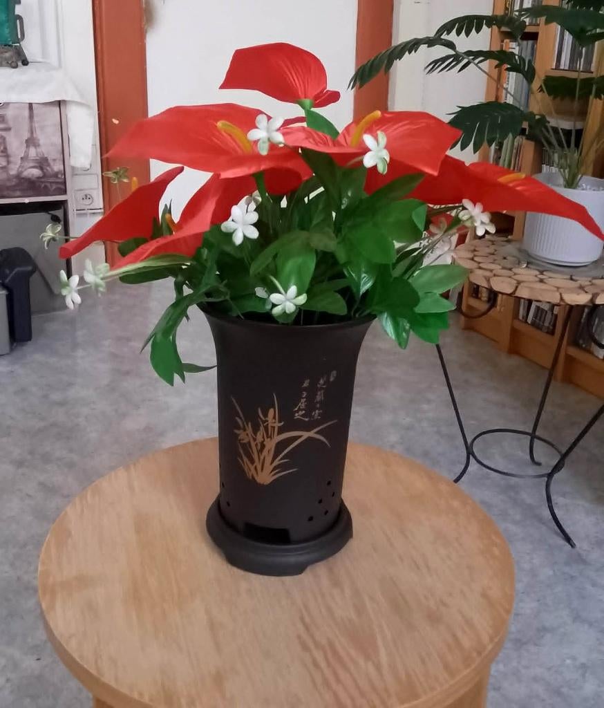 fleur artificielle en pot 35 cm de haut, Ophalen, Binnen, Kunstbloem, Zo goed als nieuw