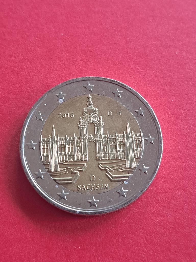 2016 D Duitsland 2 euro Sachsen München, Postzegels en Munten, Munten | Europa | Euromunten, Verzenden, Duitsland, 2 euro, Losse munt