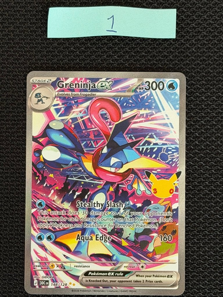 Greninja Ex 148/128 30th x4, Ophalen, Nieuw, Losse kaart, Foil