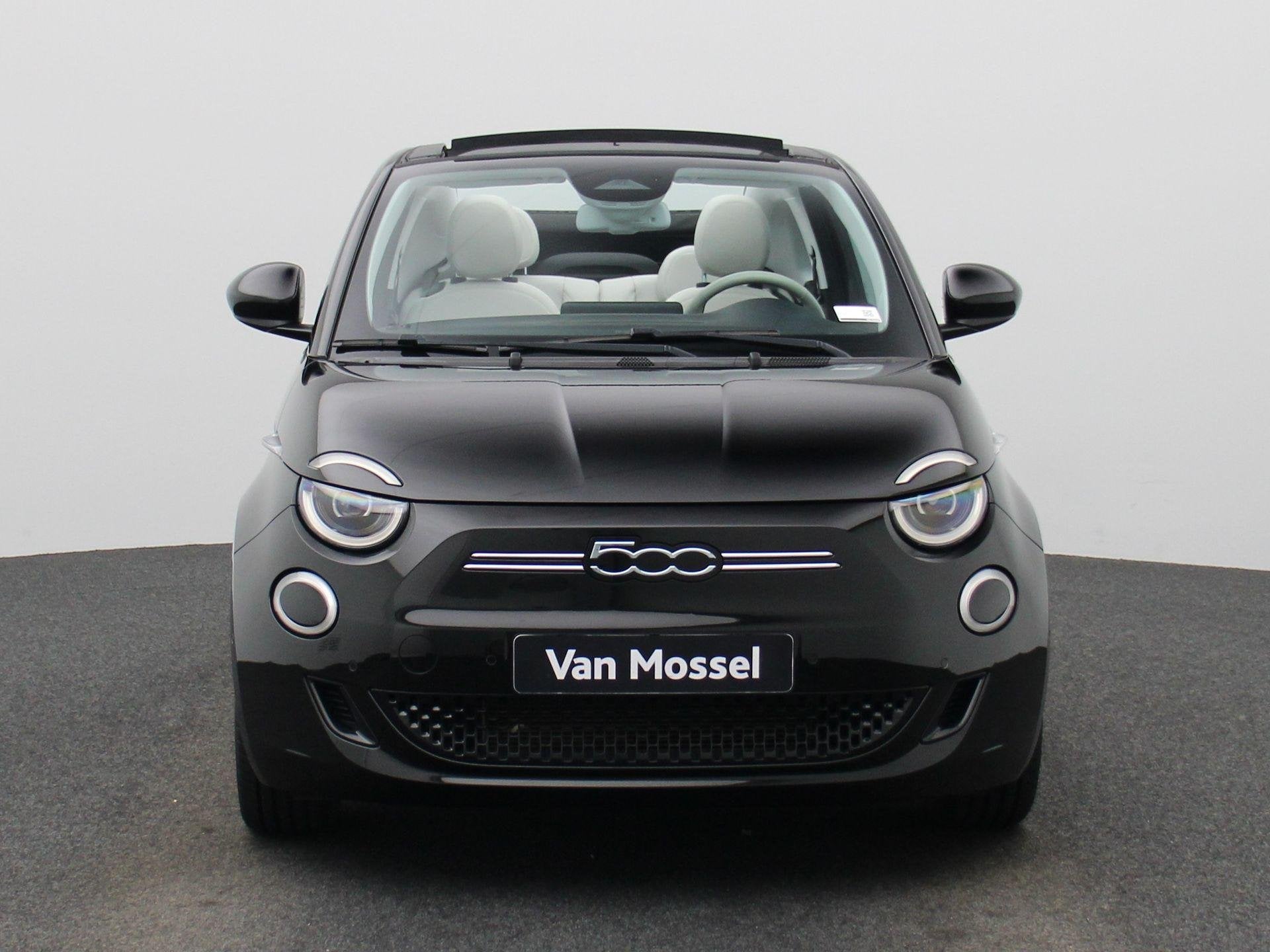 Fiat 500C 500e 42 kWh La Prima, Auto's, 4 zetels, Stof, Cabriolet, Zwart