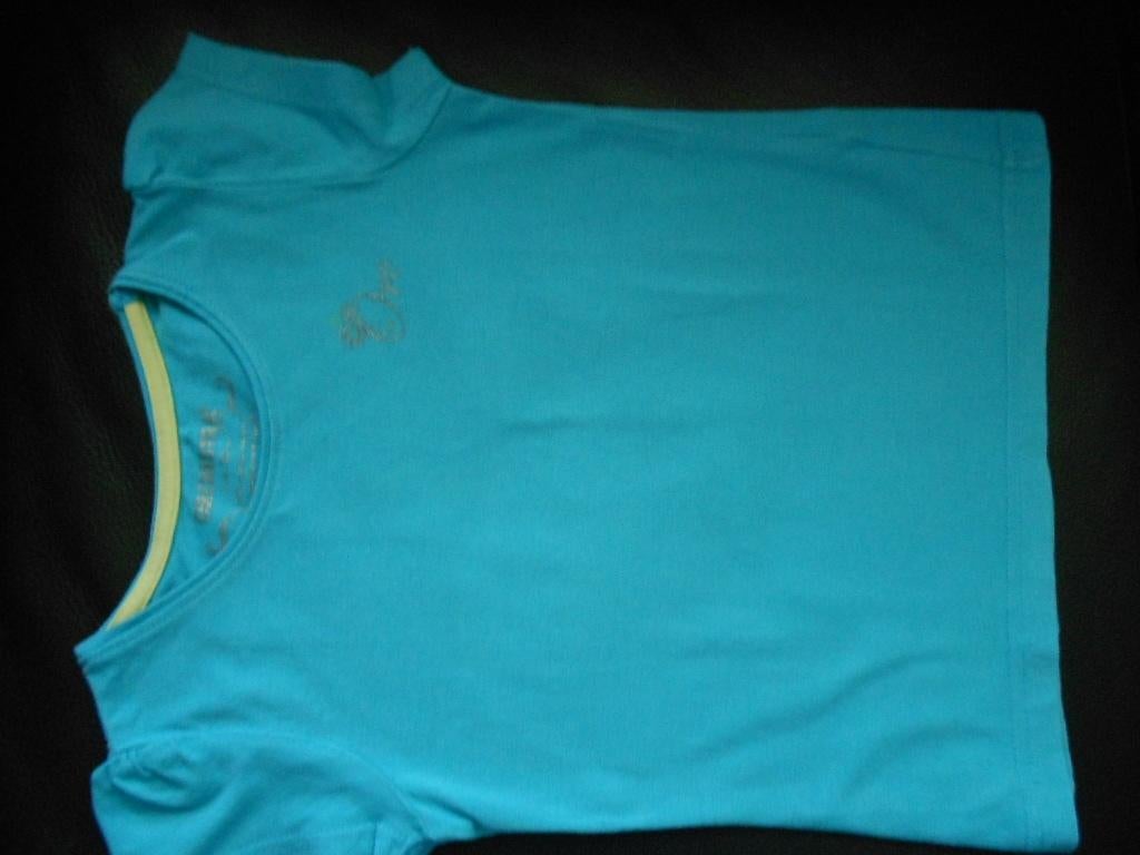 petrolkleurig t-shirt mt 98, Gebruikt, Meisje, Ophalen of Verzenden, Shirt of Longsleeve