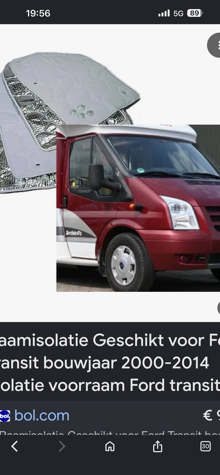 Raamisolatie camper ford, Ophalen