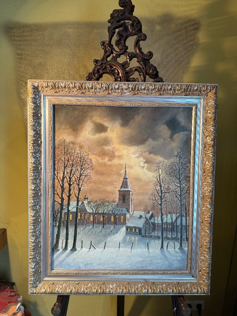 Schilderij kerk, Antiek en Kunst, Kunst | Schilderijen | Klassiek, Ophalen