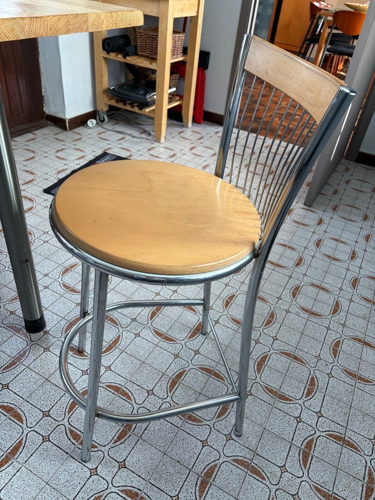 3 tabourets bar, Enlèvement, Utilisé, Bois, 3 tabourets
