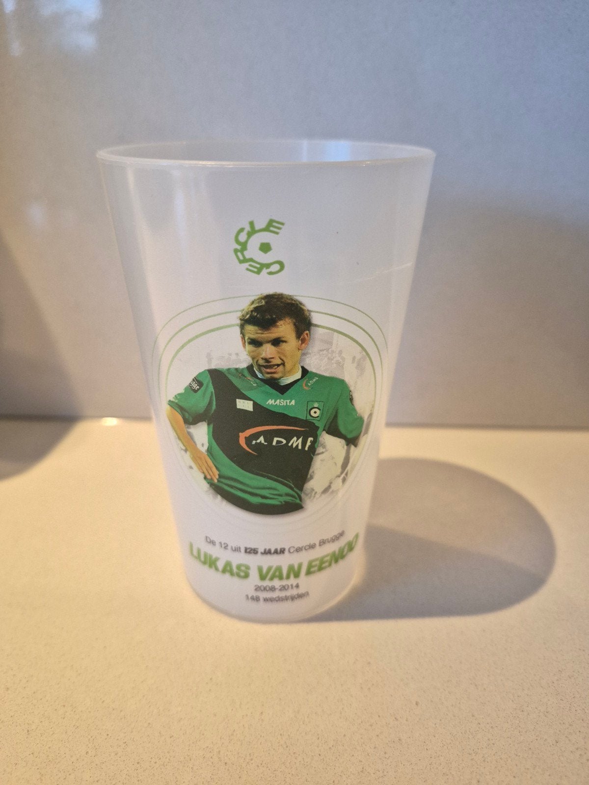 Cercle Brugge Herbruikbare Beker – Lukas Van Eenoo, Enlèvement ou Envoi, Utilisé, Autres types