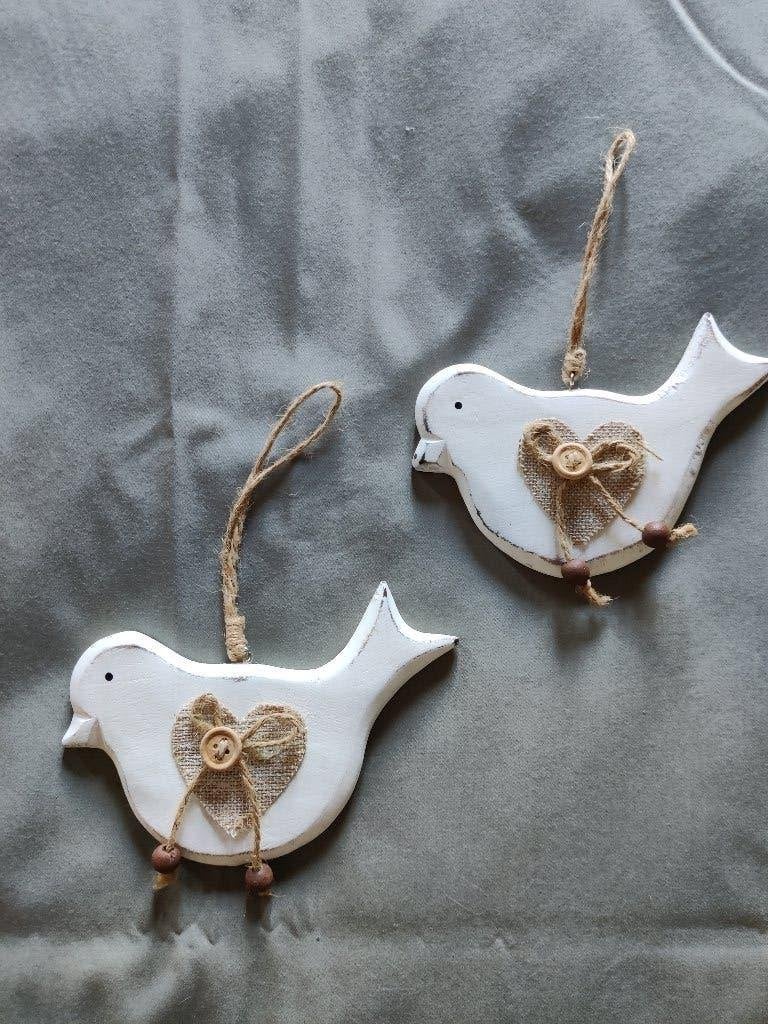 Set decoratieve vogeltjes Clayre&Eef - 2 stuks, Diversen, Pasen, Ophalen of Verzenden, Zo goed als nieuw