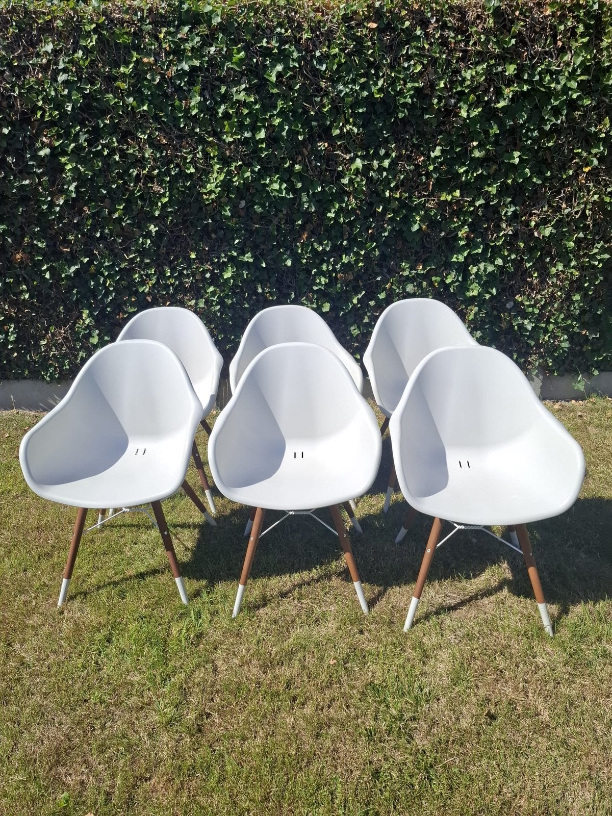 6 moderne witte stoelen, Huis en Inrichting, Stoelen, Ophalen, Zo goed als nieuw