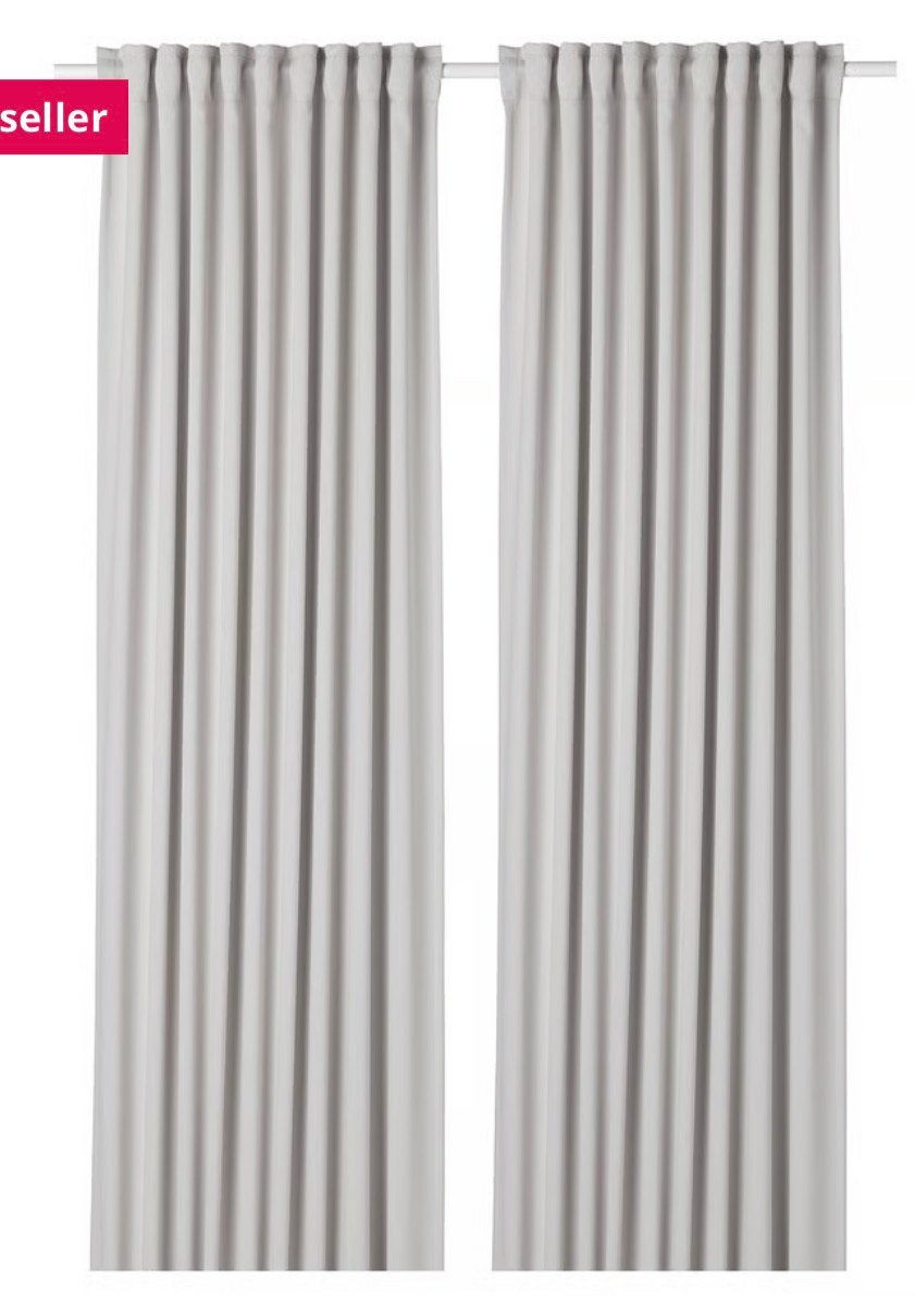 Rideaux assombrissants IKEA MAJGULL-gris clair-diff tailles, Maison & Meubles, Avec crochets, Gris, 145 cm, Enlèvement