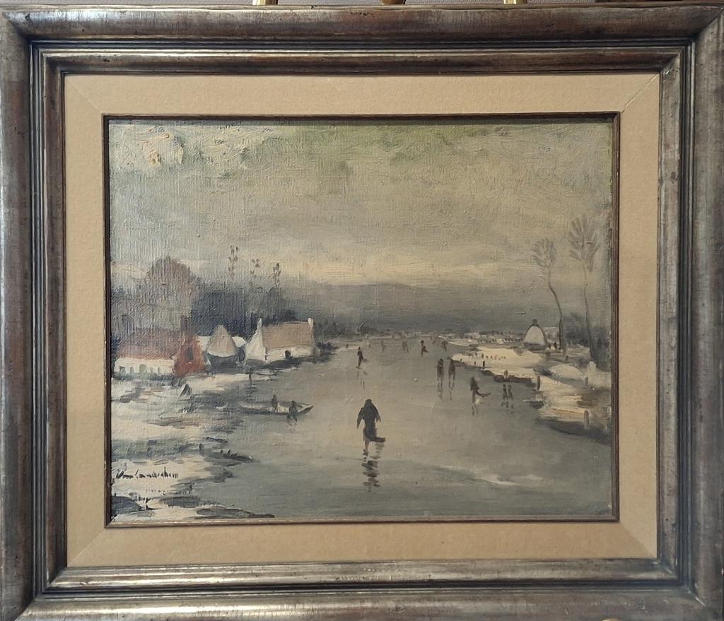 VAN LANDEGHEM GASTON - Schaatsers op de Leie, Antiquités & Art, Art | Peinture | Classique, Enlèvement