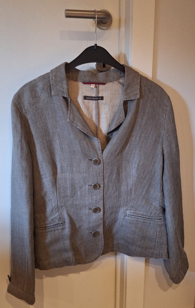 Gecentreerde blazer, merk Hampton Bays, maat 42, grijs, Maat 42/44 (L), Ophalen of Verzenden, Zo goed als nieuw, Grijs