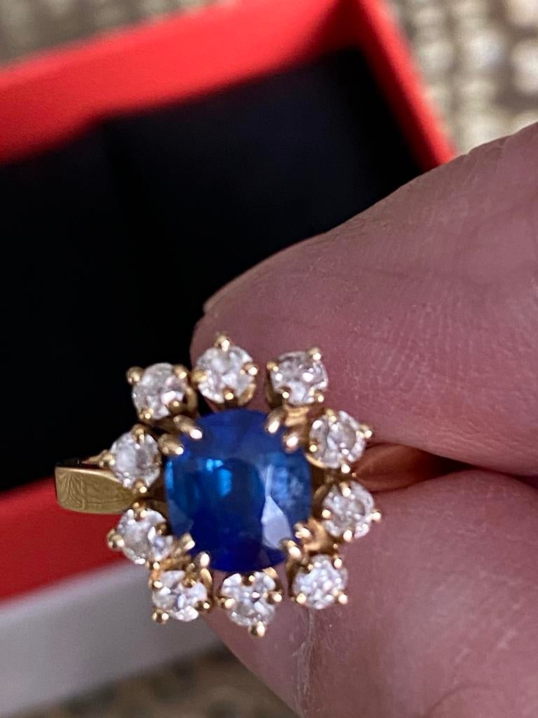 Bague marguerite en or 18k saphir et diamants, Bijoux, Sacs & Beauté, Bagues, Enlèvement, Comme neuf, Or, Or
