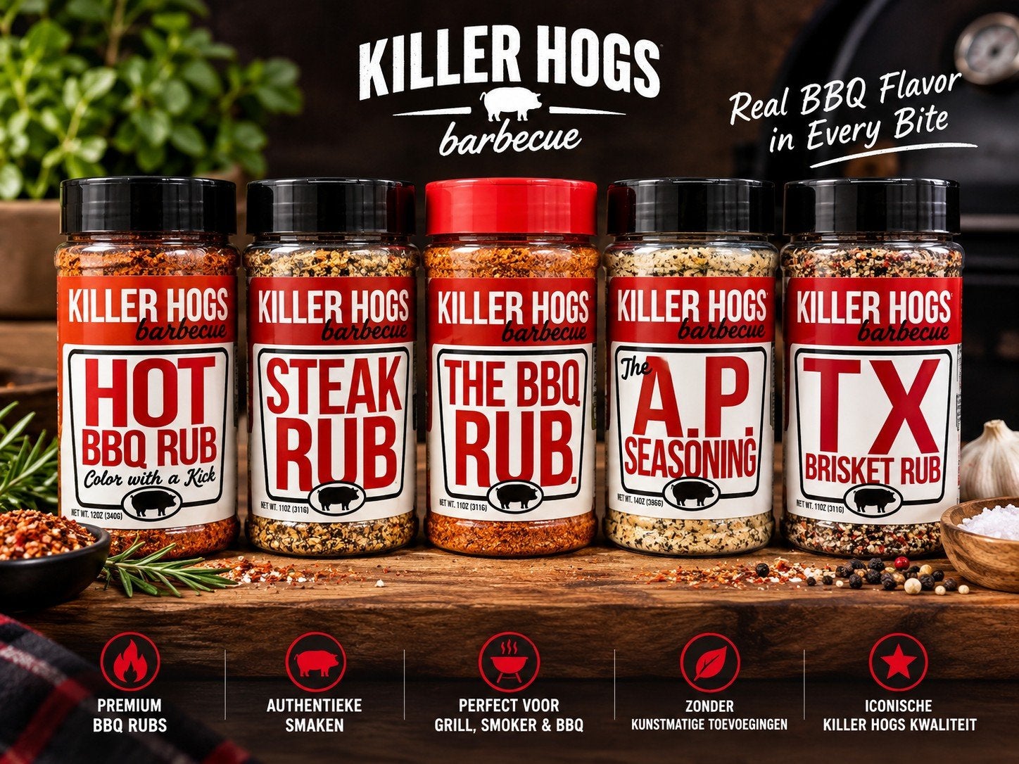 Killer Hogs BBQ Rubs  – 5 smaken – Origineel & ongeopend, Ophalen of Verzenden