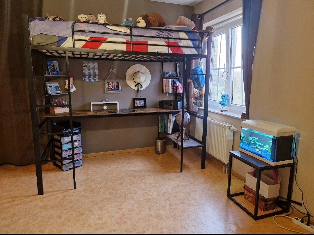 lit mezzanine avec bureau en dessous, Maison & Meubles, Chambre à coucher | Lits superposés & Lits mezzanines, Enlèvement, 200 cm