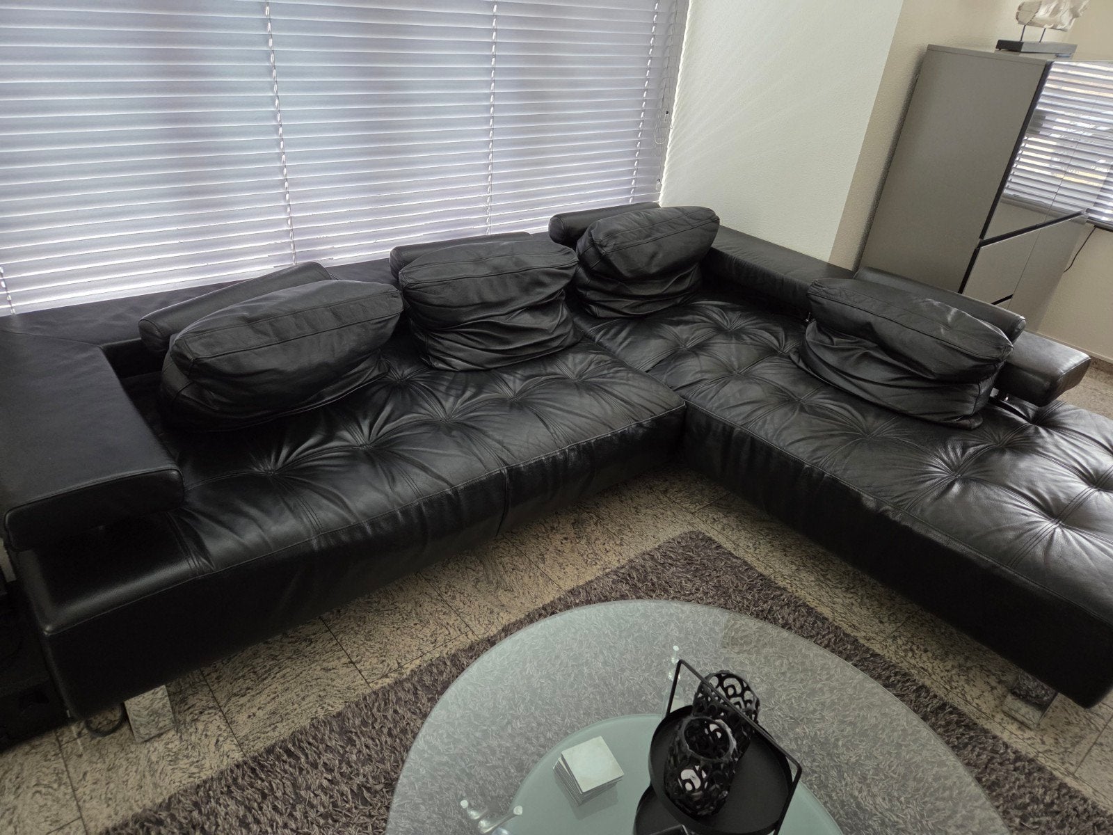 Hoekbank Lounge, Huis en Inrichting, Ophalen, Gebruikt, Leer