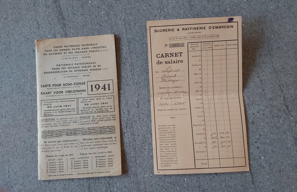 Wasseiges 1941 Kaart Congé Oorlog Sucrerie Embresin Rex Werk, Envoi, Autres, Photo ou Poster