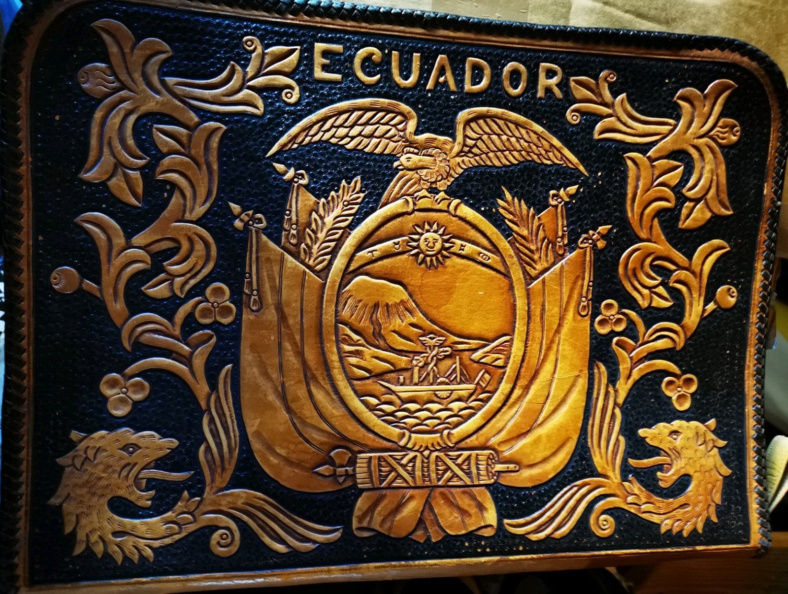 documenten map leder handwerk Ecuador, Handtassen en Accessoires, Ophalen of Verzenden, Zo goed als nieuw