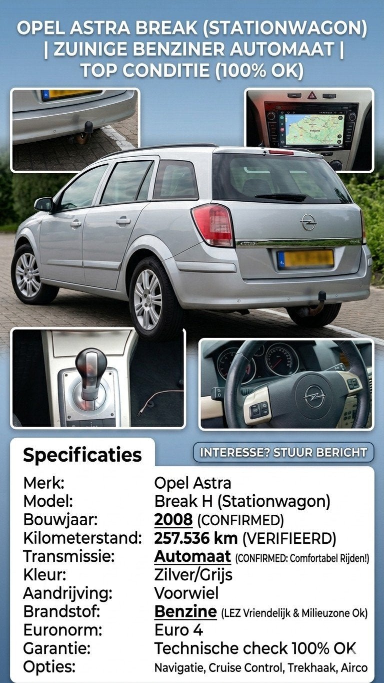 Opel Astra Automaat & Airco & Trekhaken, Auto's, Automaat, Break, Particulier, Euro 4
