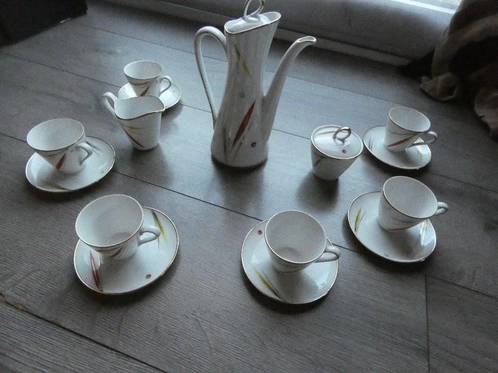 Vintage Porseleinen Koffieservies - Mid-Century Design, Ophalen