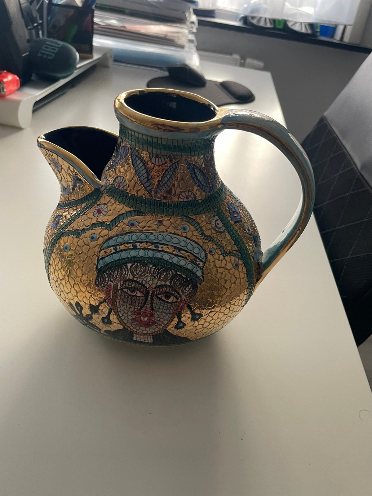 vintage Italiaanse keramieken mozaïekkan (sierkruik), Antiquités & Art, Enlèvement ou Envoi