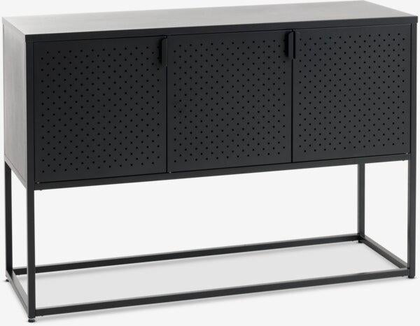 JYSK - Dressoir - 3 deuren - zwart, Ophalen, Met deur(en), 100 tot 150 cm, Modern - industrieel