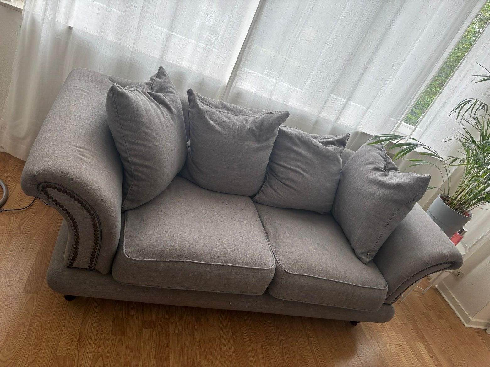 2 grijze banken, Huis en Inrichting, Zetels | Zetels, Ophalen, Gebruikt, 100 tot 125 cm, 150 tot 200 cm