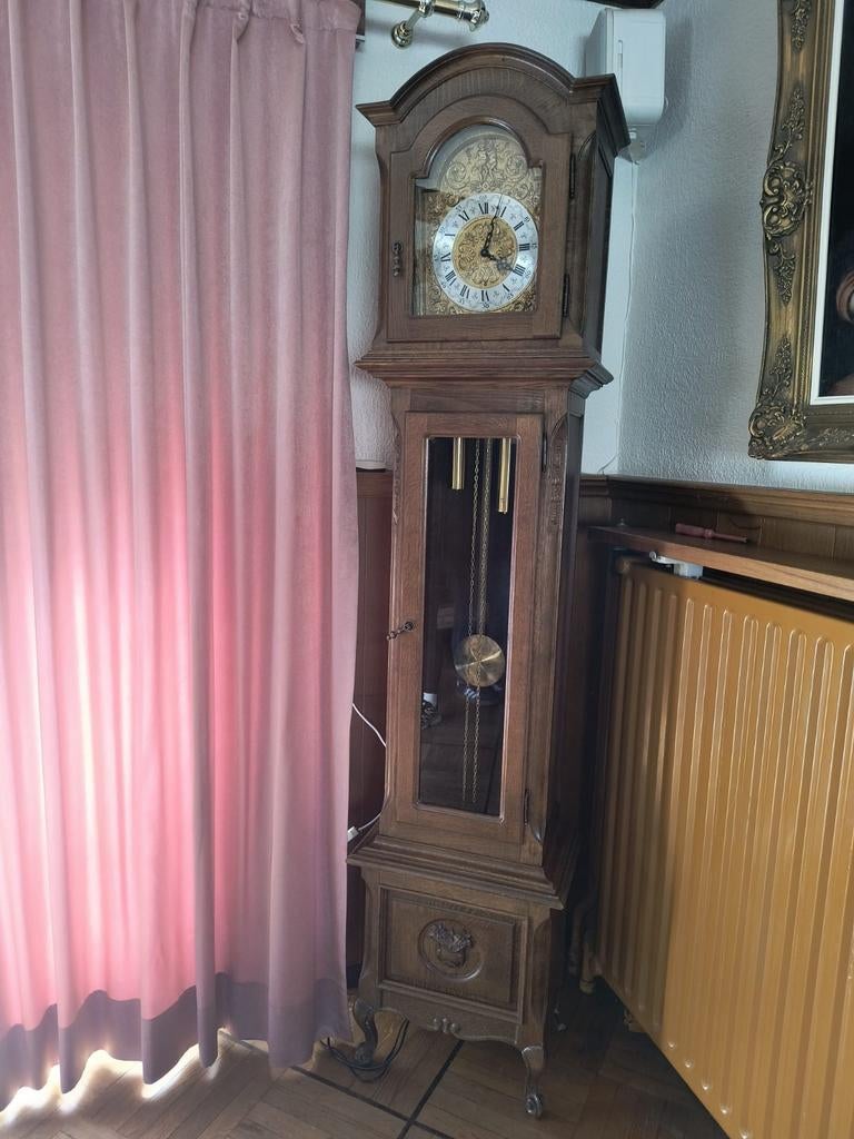 Vintage staande klok in eikenhout – mechanisch uurwerk met s, Antiek en Kunst, Antiek | Klokken, Ophalen
