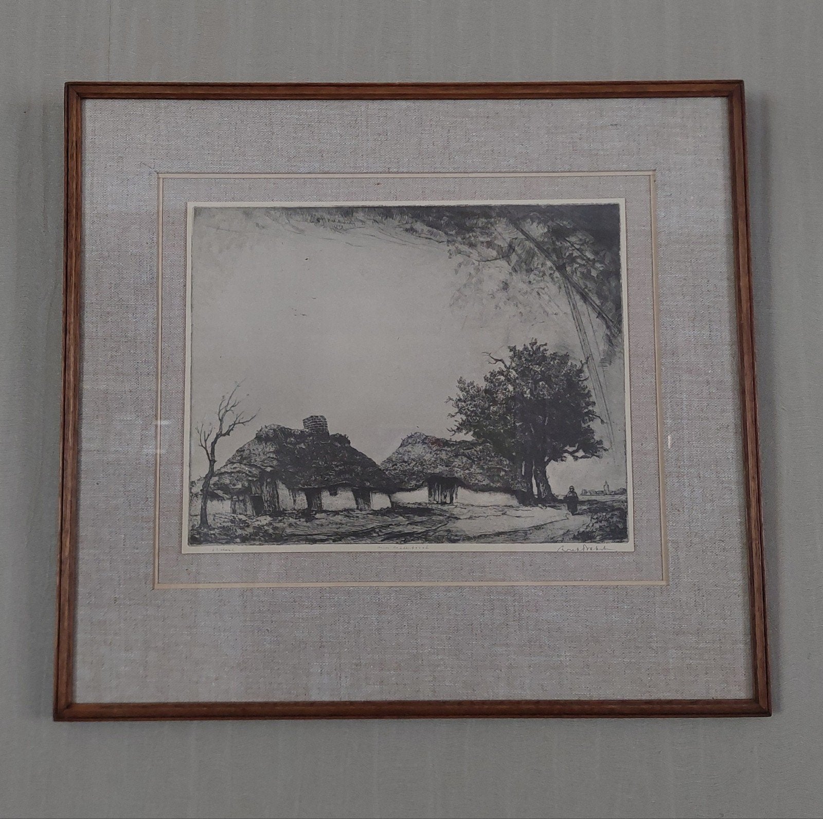 Achterbosch - 6 de staat - Dirk Baksteen, Ophalen, Ets, Landschap, 44 cm
