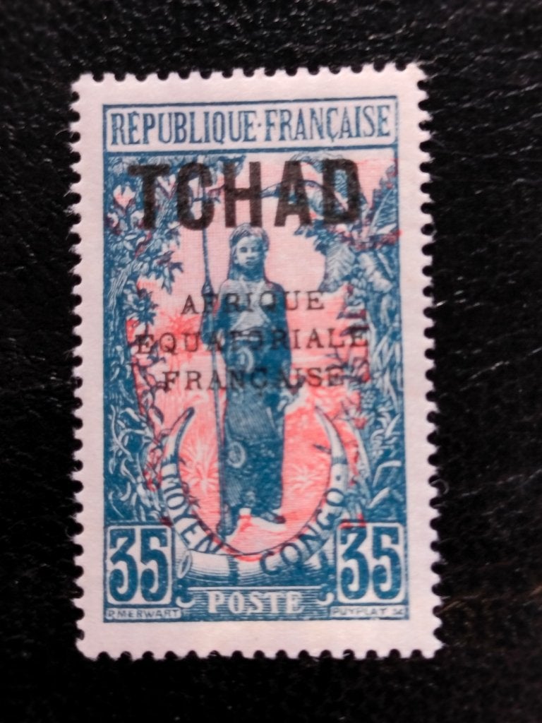 Tsjaad Franse kolonie 1924 - krijger met opdruk **, Verzenden, Overige landen, Postfris