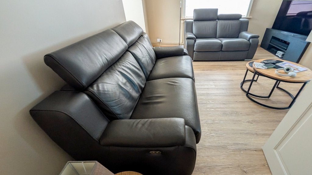 Lederen salon LAS - Italiaans design - weg wegens verhuis, Ophalen, Zo goed als nieuw, Leer, Desing