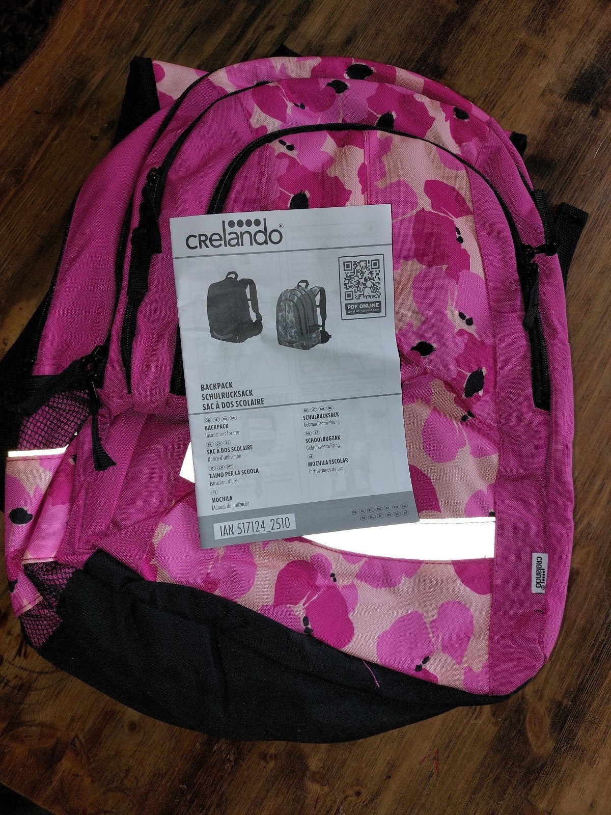 Sac à dos scolaire Crelando — neuf avec étiquette, Enlèvement ou Envoi, Rose