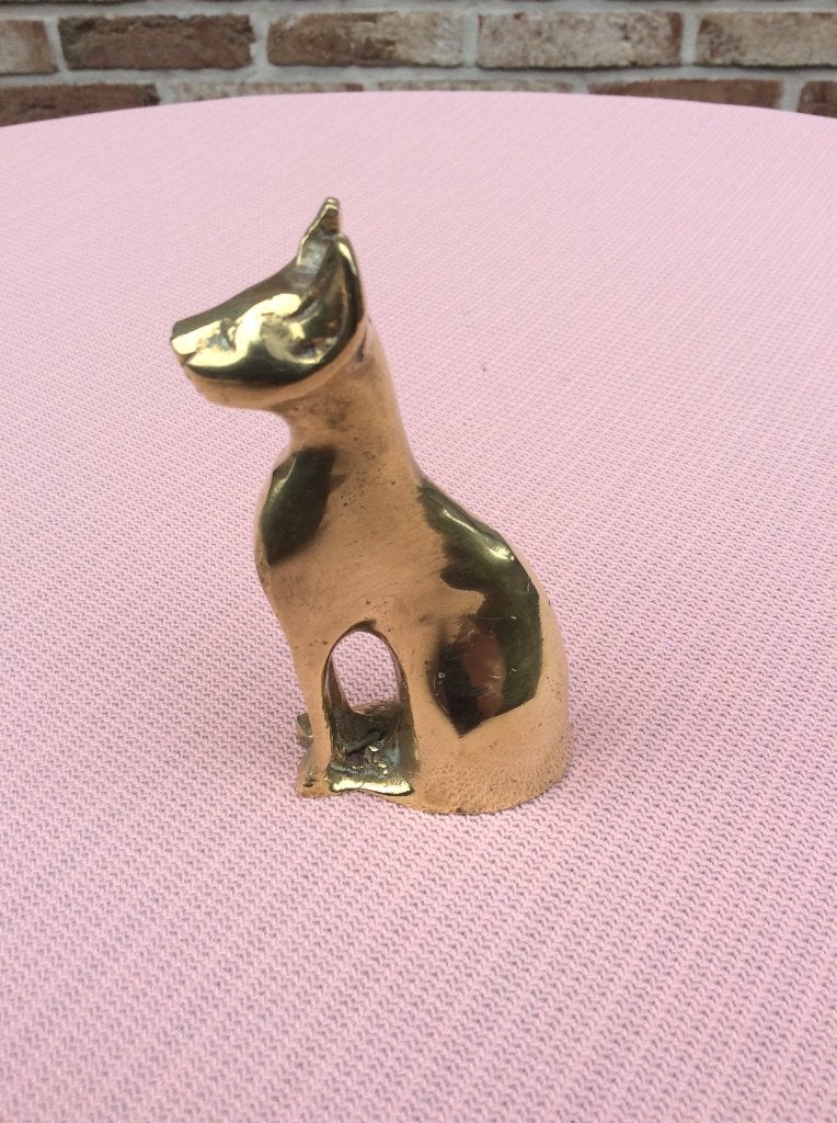 KOPEREN POES 9 CM ZO GOED ALS NIEUW, Ophalen of Verzenden, Zo goed als nieuw, Dier
