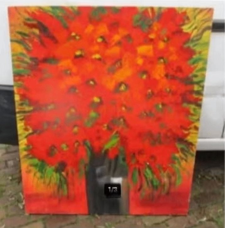 Mooi Abstract Geschilderd Werk 'Kleurrijke Boom' - 121x101, Ophalen