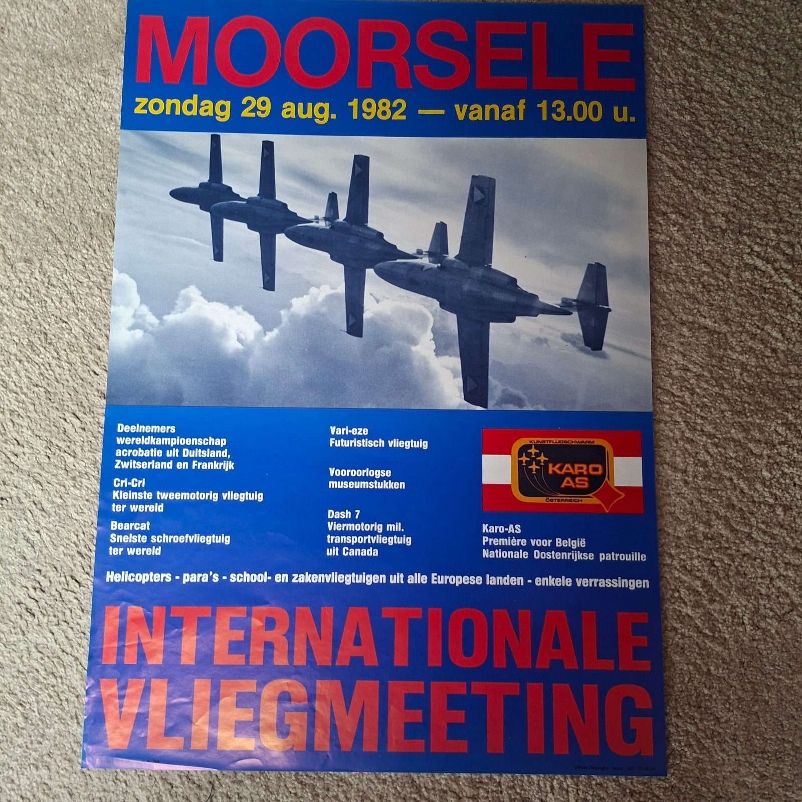 mooi affiche vliegmeeting Moorsele 1982, Verzamelen, Ophalen of Verzenden, Zo goed als nieuw, Kaart, Foto of Prent