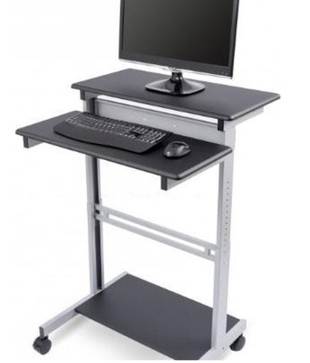 Mobiele stabureau op wieltjes - Standing/sitting desk, Zwart, In hoogte verstelbaar, Gebruikt, 61 cm