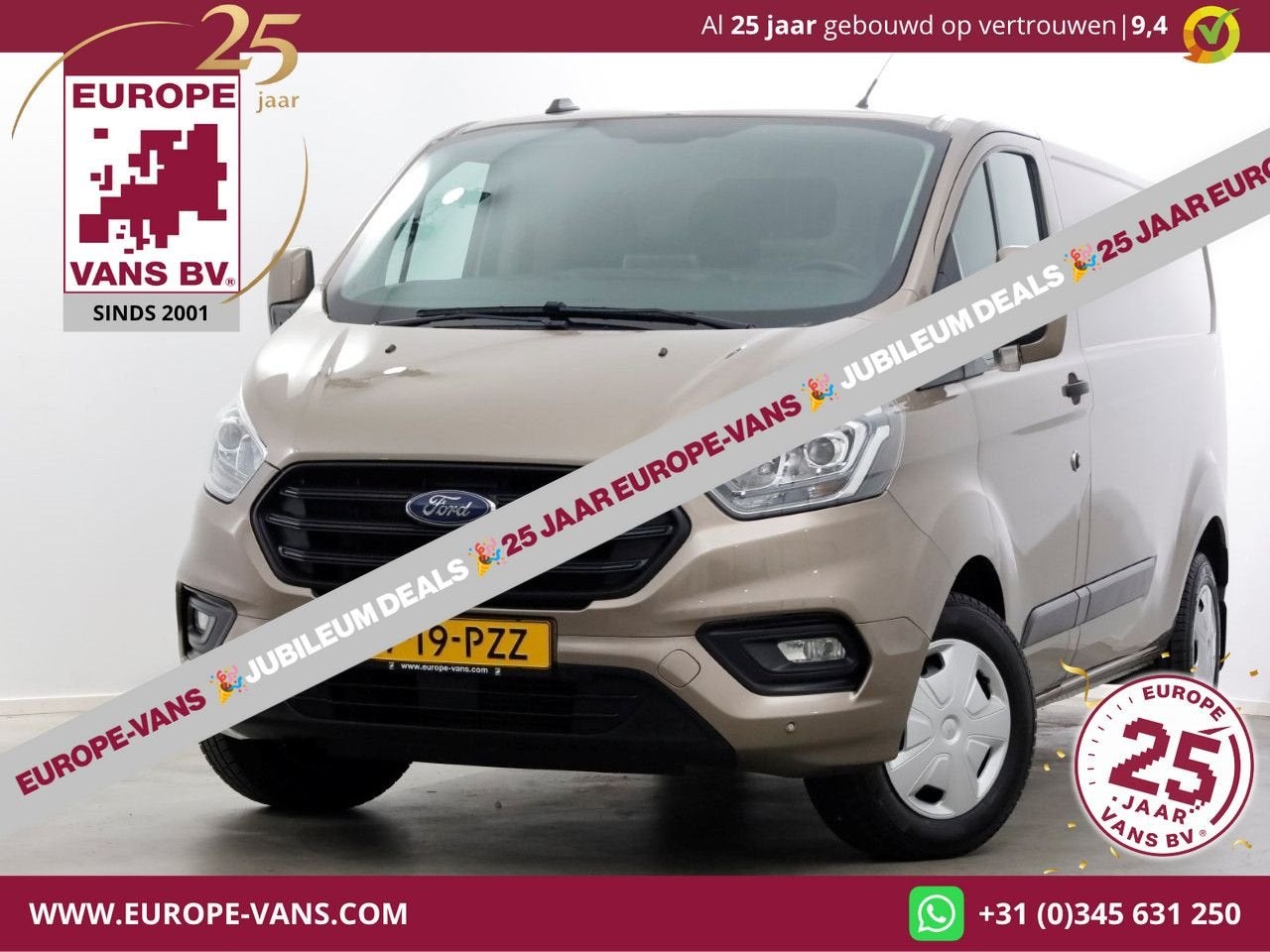 Ford Transit Custom 320 2.0 TDCI 130pk Automaat L2H1 Trend A, Auto's, Bestelwagens en Lichte vracht, Automaat, Beige, Diesel, Parkeersensor