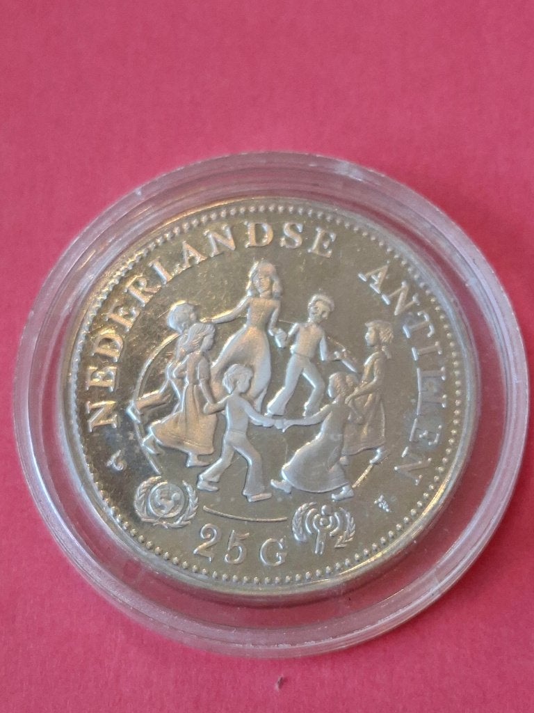 1979 Nederlandse Antillen 25 gulden zilver Proof, schaars, Postzegels en Munten, Verzenden, Midden-Amerika, Losse munt, Zilver