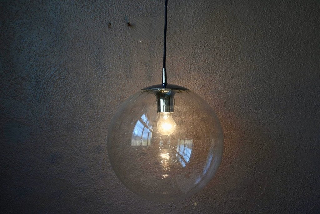Suspension globe verre bullé Raak Amsterdam Space Age 1968, Autres culots, Verre, Vintage, Comme neuf