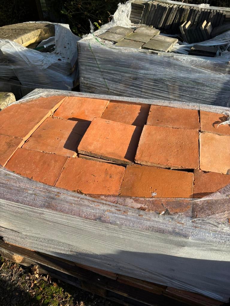Lot oude terracotta terrastegels Voor info BELLEN 0474220705, Jardin & Terrasse, Enlèvement, Comme neuf, Tuiles de terrasse